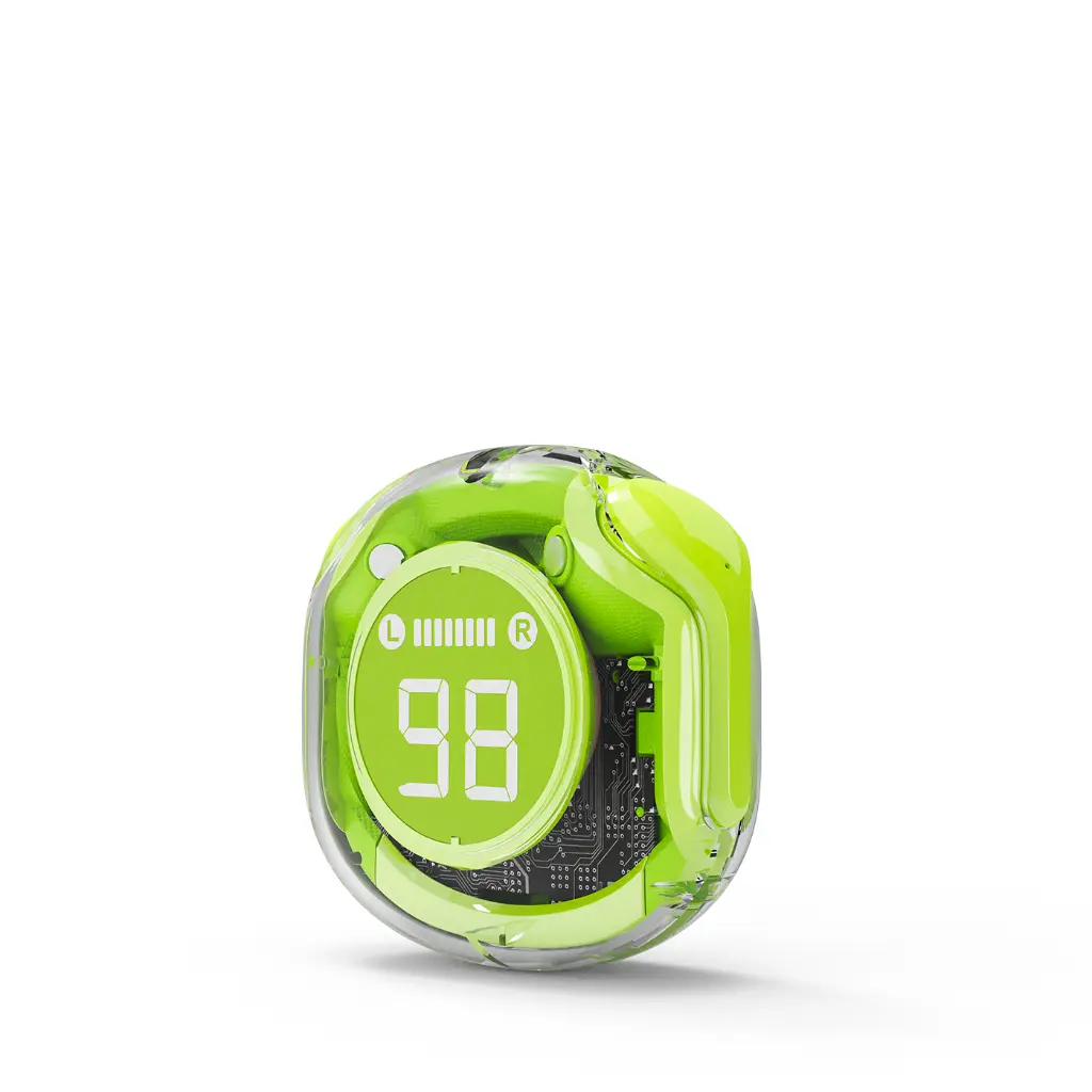 Techmade Auricolari Wireless Trasparenti Green TWST-01-G.webp