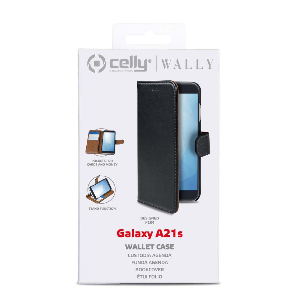 Custodia Celly Samsung A21s wallet case black WALLY920