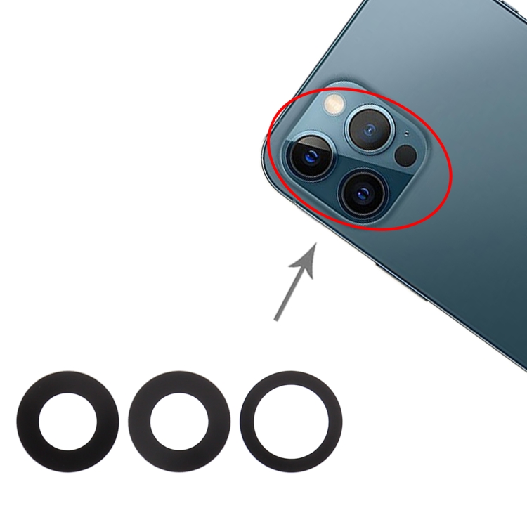 Vetrino fotocamera per iPhone 12 Pro Max senza cornice conf. da 3 pz.