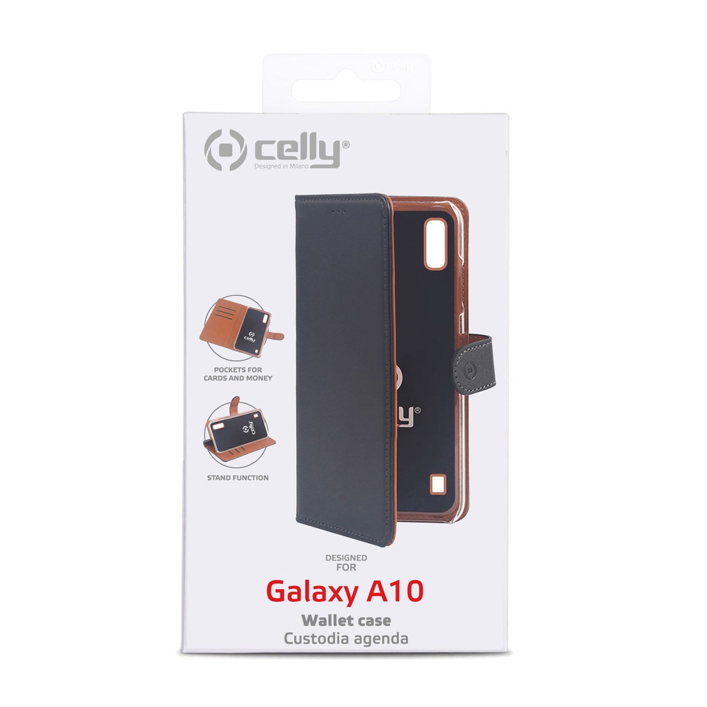 Custodia Celly Samsung A10 wallet case black WALLY839