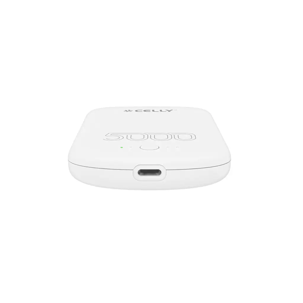Celly Power Bank 5000mAh 10W Con MagSafe White MAGPB5000PROWH.webp