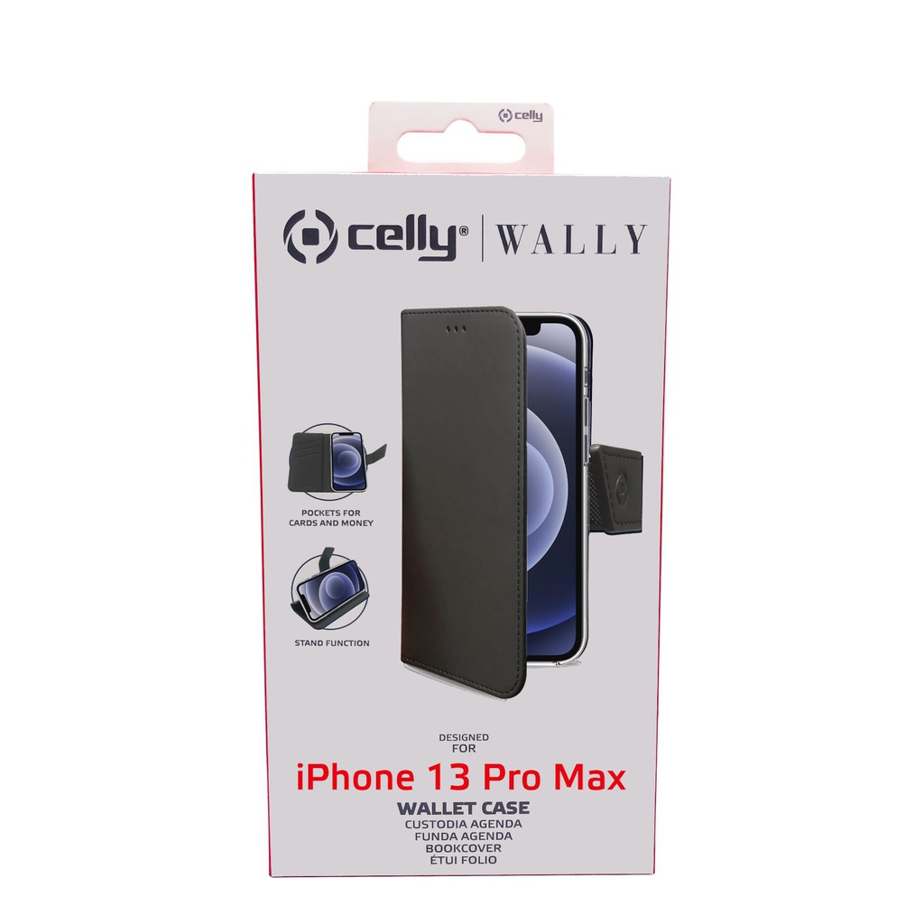 Custodia Celly iPhone 13 Pro Max wallet case black WALLY1009