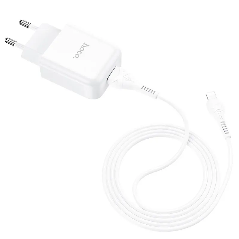 Hoco Caricabatterie USB Con Cavo Lightning White N2.webp