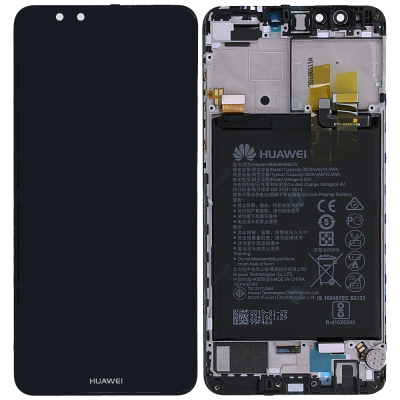 Huawei Display LCD Y9 2018 Black Con Batteria 02351VFR 02351VFS