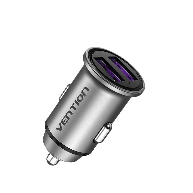 Vention Caricabatterie per Auto 2 Porte (2 USB) 30W Mini Alluminum Gray (FFEH0)