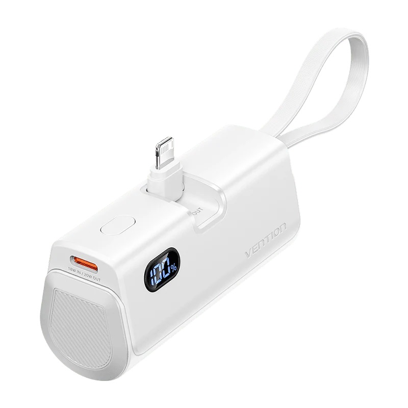 Vention Power Bank 4800mAh 22.5W Foldable Lightning con Cavo Dati Type-C White FHRW0