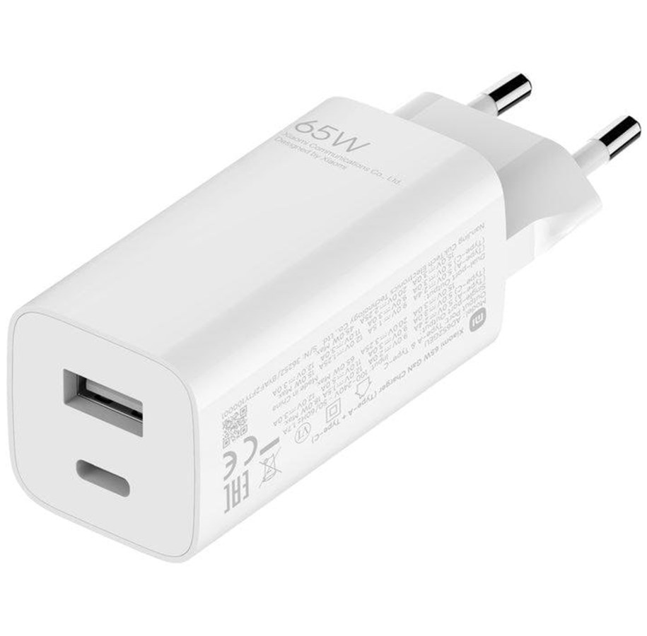 Xiaomi Caricabatterie 2 Porte (USB+USB-C) 65W GaN Tech White BHR5515GL