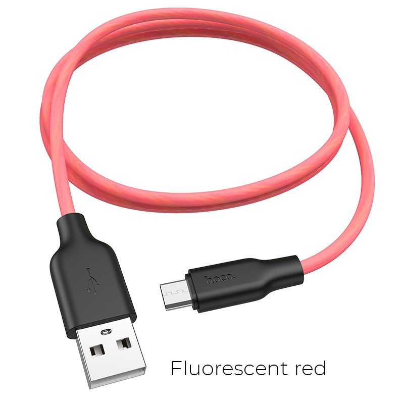 Hoco data cable micro USB X21 Plus fluorescent 2.4A 1mt red