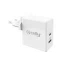 Caricabatteria USB-C + USB Celly TCUSBC30WWH 30W wall Caricabatterie