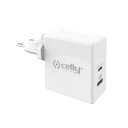 Caricabatterie USB-C + USB Celly TCUSBC30WWH 30W wall Caricabatterie