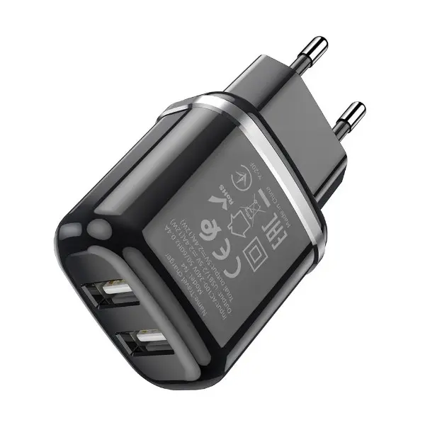 Hoco Charger 2 Ports (2 USB) 12W 2.4A Black N4