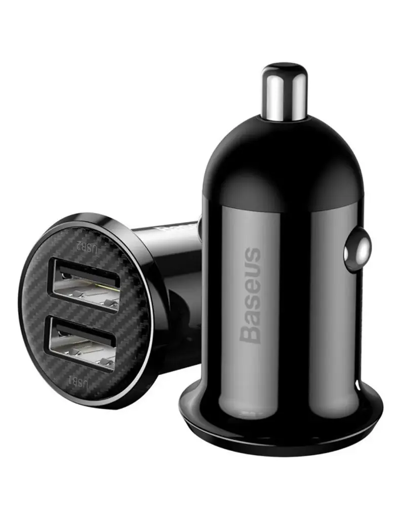 Baseus Charger for Auto 2 Ports (2 USB) 12W Grain Pro 4.8A Black CCALLP-01
