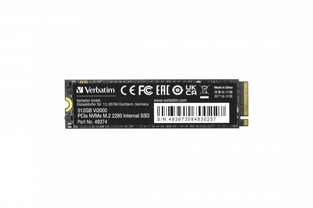 Verbatim SSD 512GB NMVe PCIe M.2 VI3000 49374