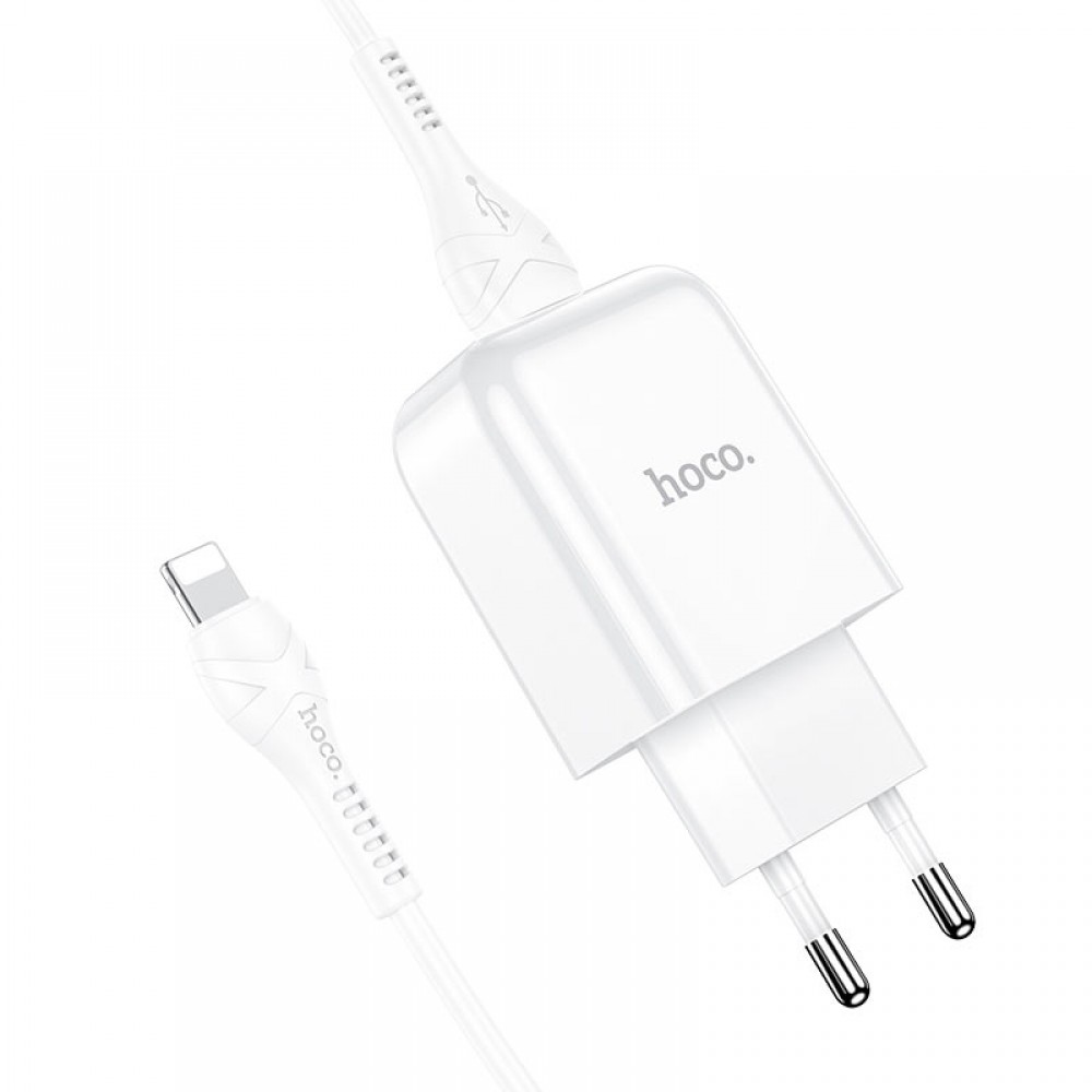 Hoco caricabatteria USB 2.1A + cavo Lightning white N2