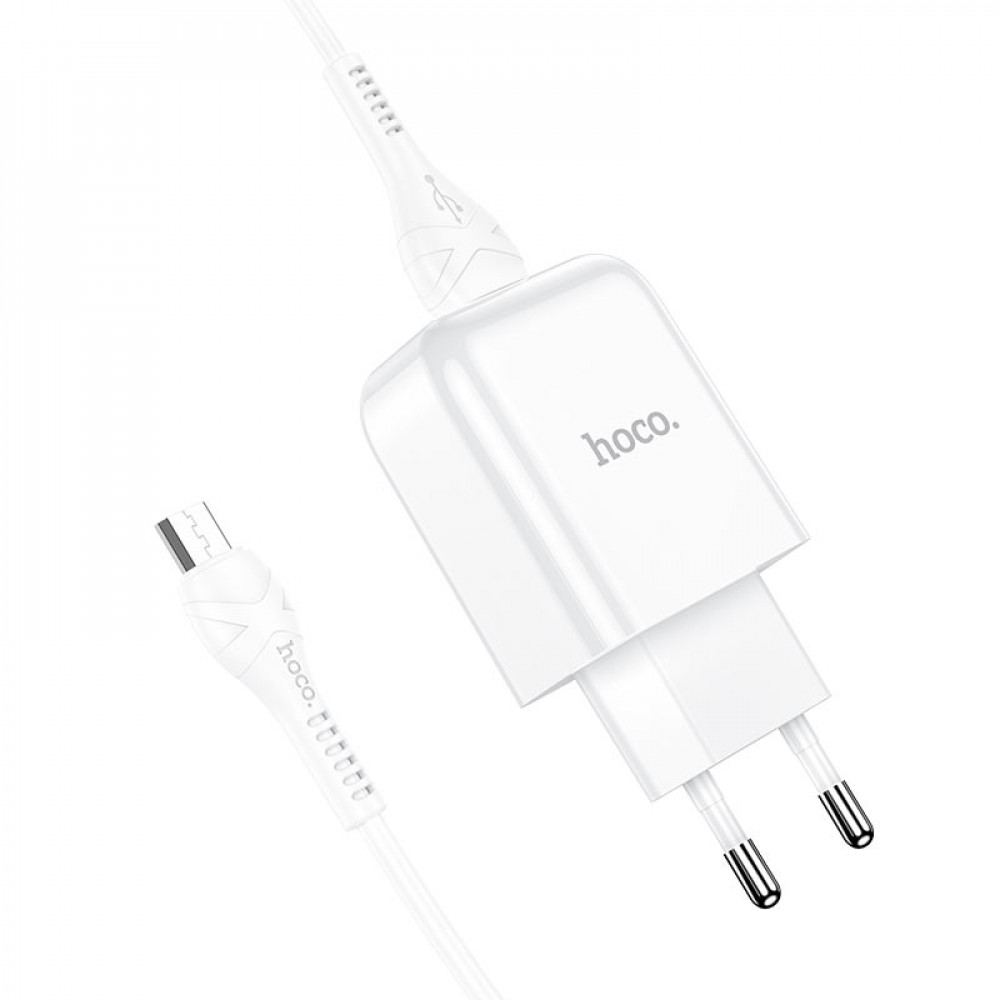 Hoco USB Caricabatterie 2.1A + Micro USB white cable N2