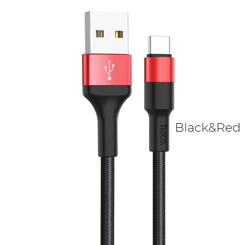 Hoco data cable Type-C 1mt nylon black red X26