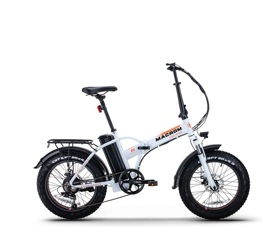 Macrom Cervinia E-Bike 20” Fat Pieghevole white alluminio con cambio shimano 7 rapporti M-EBK20CR0.0W