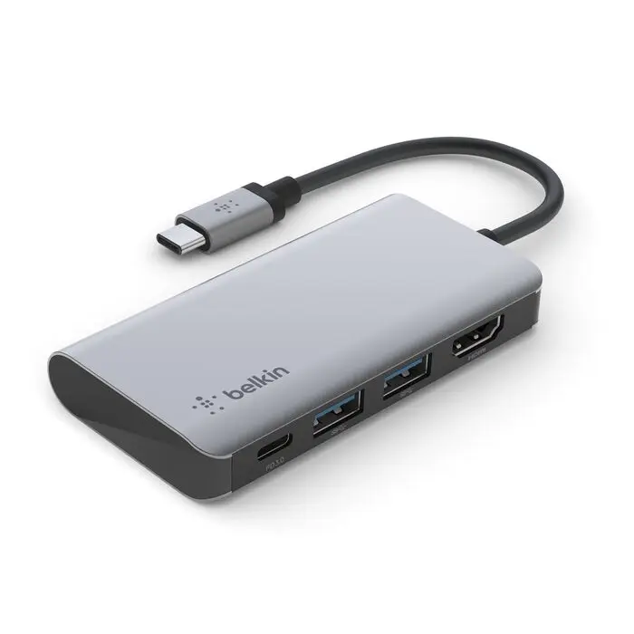 Belkin Hub Type-C 4 in 1 with 2 Ports USB 1 HDMI 1 PD Grey AVC006BTSGY