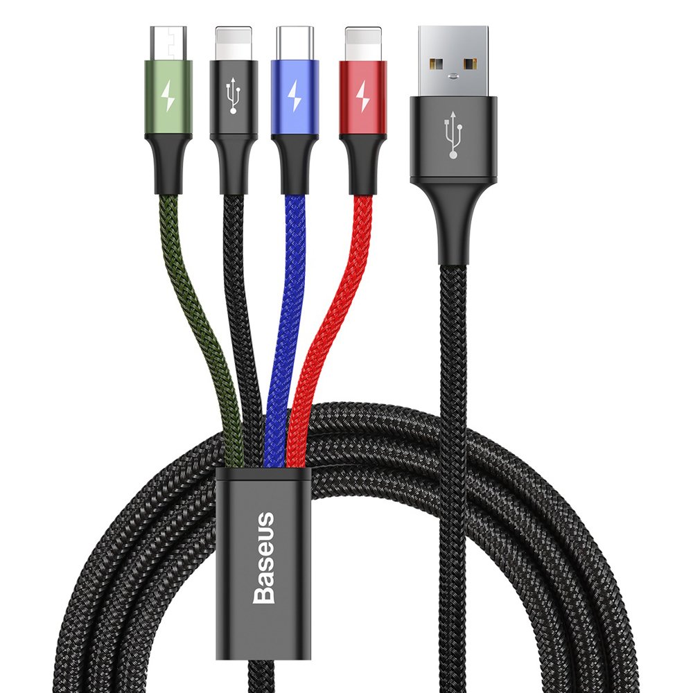 Baseus Cavo Dati 4 in 1 Micro USB, Type-C, 2x Lightning 1.2mt black CA1T4-A01
