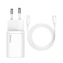 Baseus charger USB-C 20W with cable Type-C to Lightning super-si QC 1mt white TZCCSUP-B02