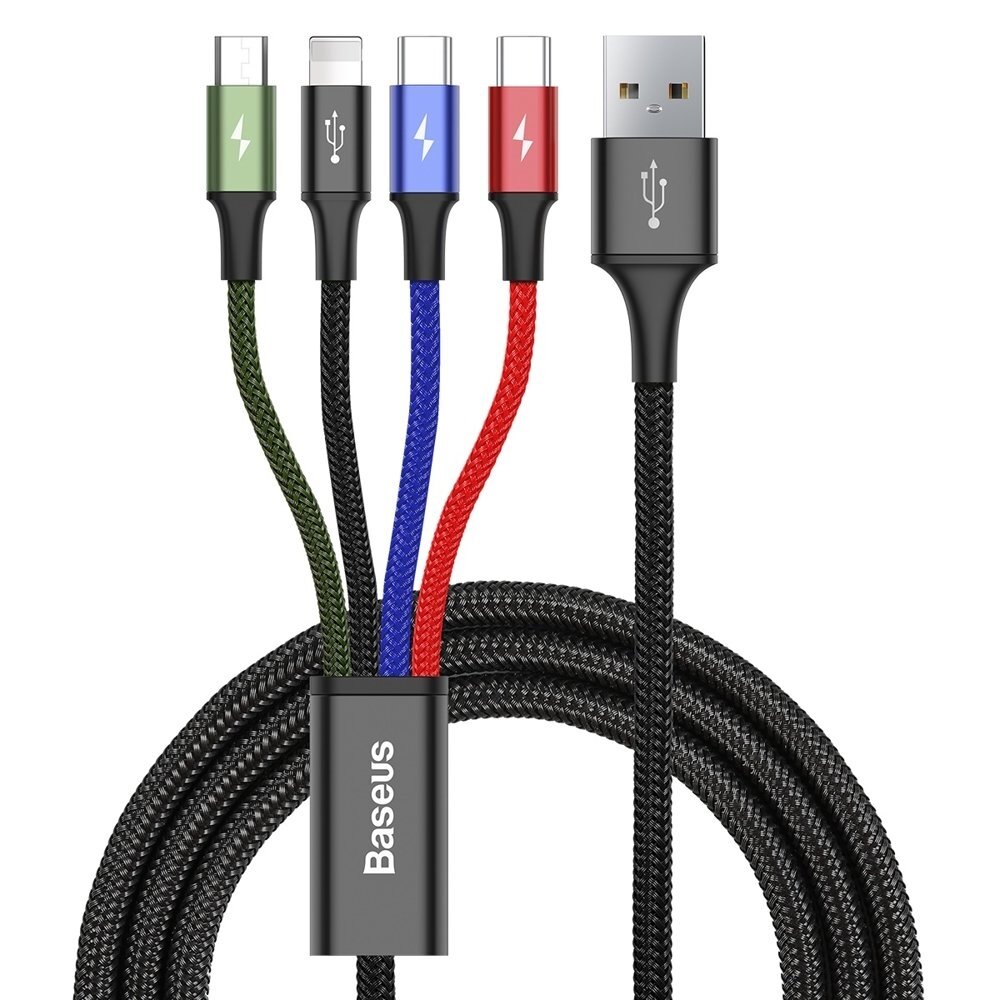 Baseus Data Cable 4 in 1 micro USB, 2x Type-C, Lightning 3.5A 1.2 mt black CA1T4-B01