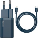 Baseus caricabatteria USB-C 20W con cavo Type-C a Lightning super-si QC 1mt blue TZCCSUP-B03