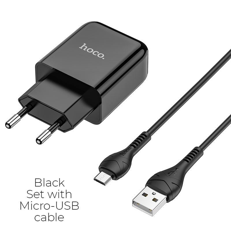 Hoco USB Caricabatterie 2.1A + cable micro USB black N2