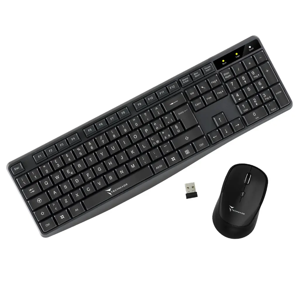Techmade Kit Mouse e Tastiera Wireless Black TM-KM001