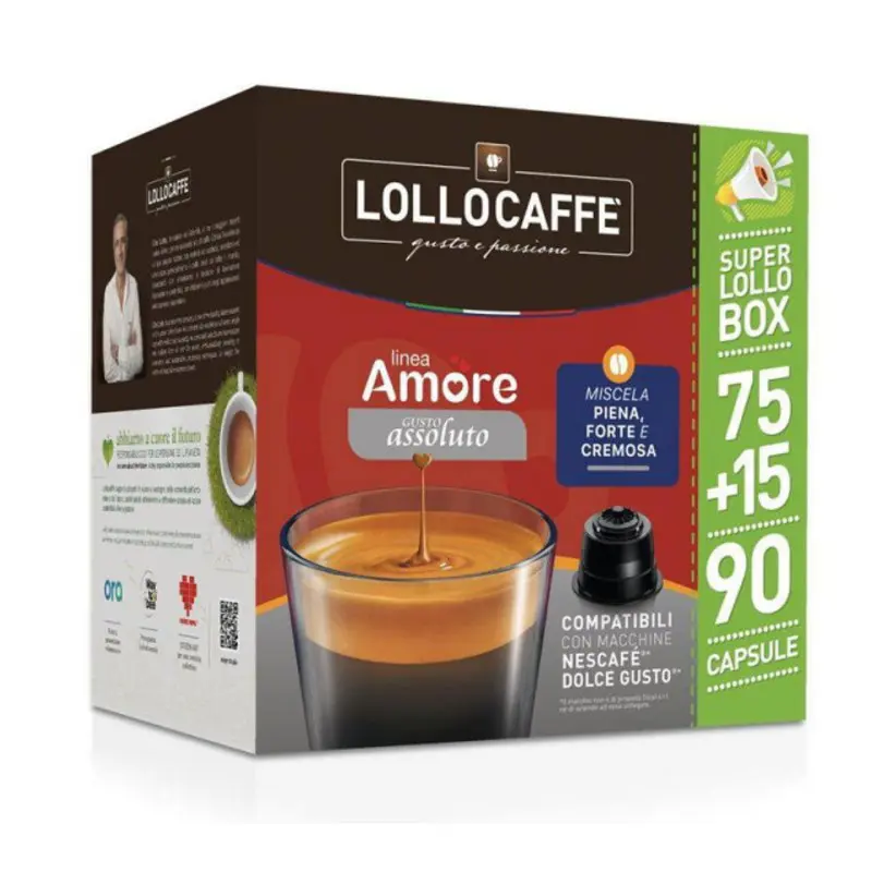 Lollo Box Caffè in Capsule Compatibili con "Nescaffè Dolce Gusto" Gusto Assoluto 90 Pz