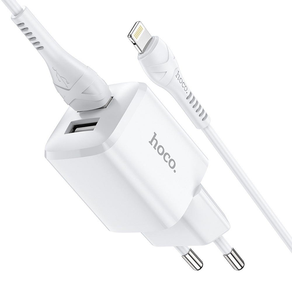 Hoco charger USB 2x ports USB + cable Lightning 1mt 2.4A white N8