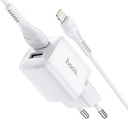 Hoco Caricabatterie USB 2x ports USB + cable Lightning 1mt 2.4A white N8