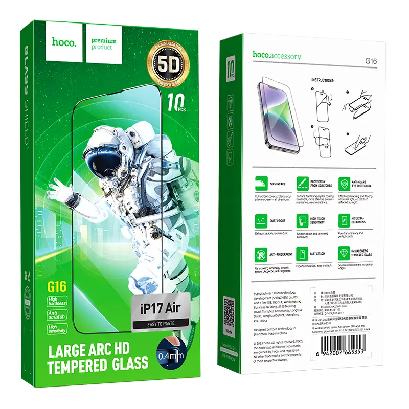 Hoco Tempered Glass iPhone 17 Air Fullscreen 5D G16