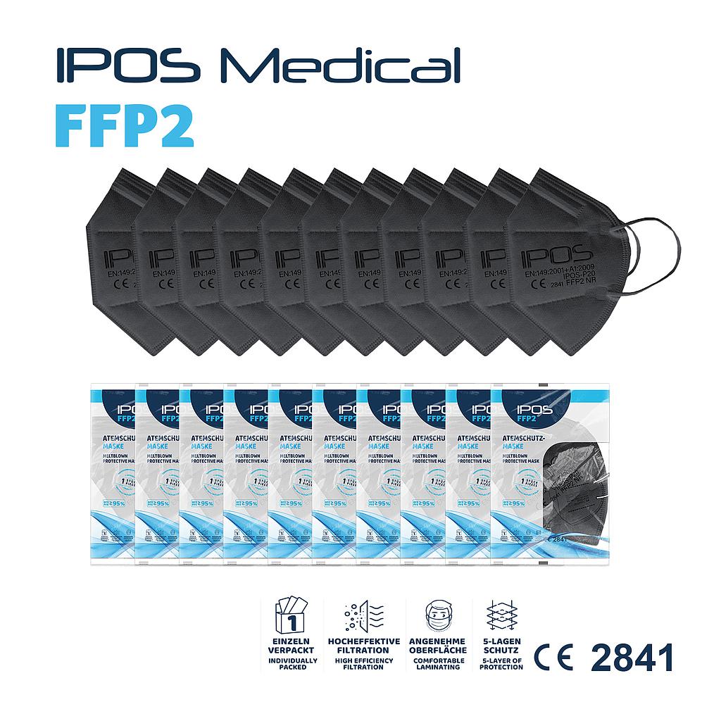 IPOS face mask FFP2 NR black 10 pz (individually packaged) CE 2841