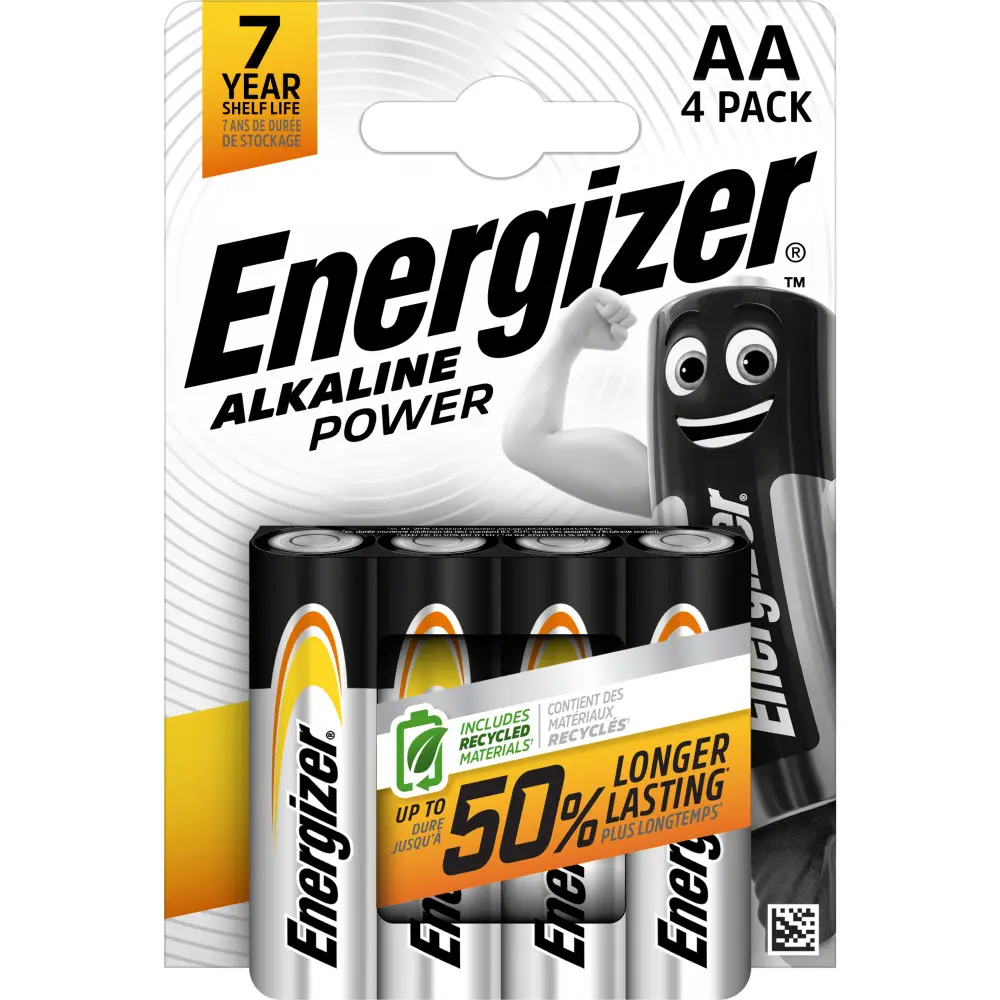 Energizer Batteria Stilo AA Alcalina Power 4 Pz AA-LR6