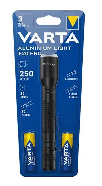 Varta Aluminum Flashlight F20 Pro 250 Lumen Black 