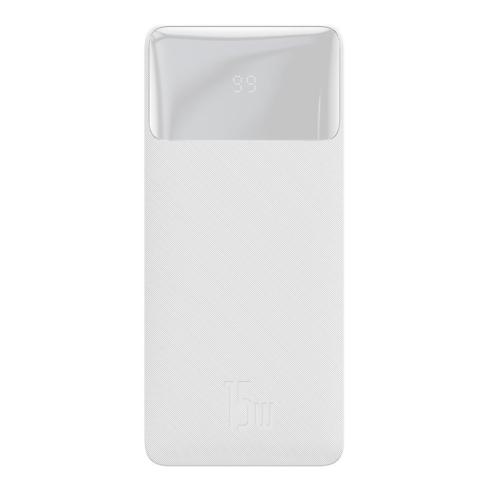 Baseus Power Bank 30000 mAh 15W 2 porte USB (USB + USB-C) con display digitale bipow white PPDML-K02