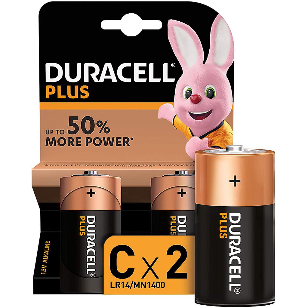 Duracell Batteria Mezza Torcia Plus C +50% 2 pz MN1400 LR14