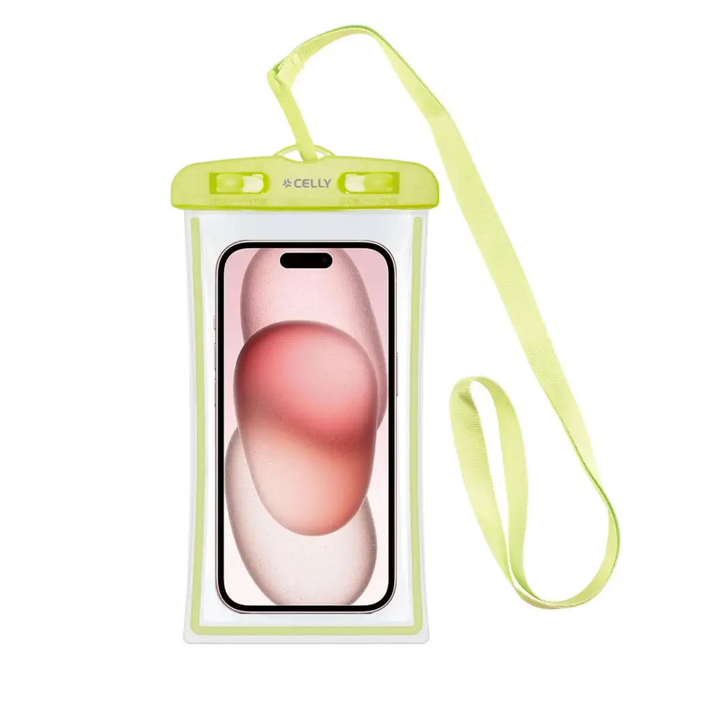 Celly Transparent Waterproof Case To 6.7'' Green SPLASHBAG24GNF