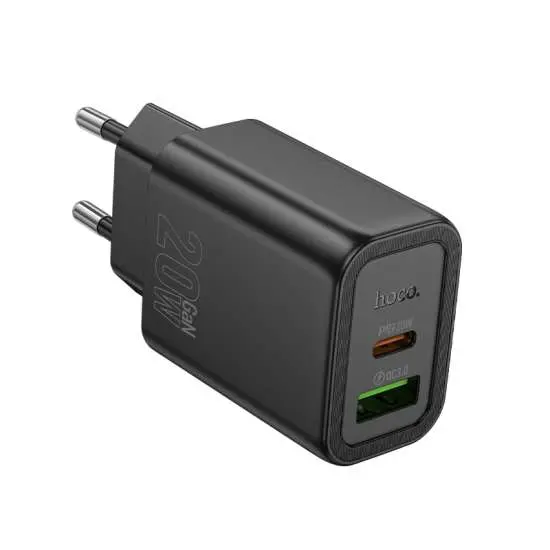 Hoco Caricabatterie 2 Porte (USB + USB-C) 20W N61 Black N61.U.BK