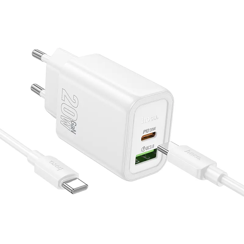 Hoco Charger USB-C 20W + Data Cable Type-C N61 White N61.CC.WH