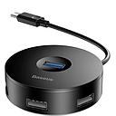 Baseus Airjoy round box hub USB-C 1x USB 3.0 + 3x USB 2.0 black CAHUB-G01