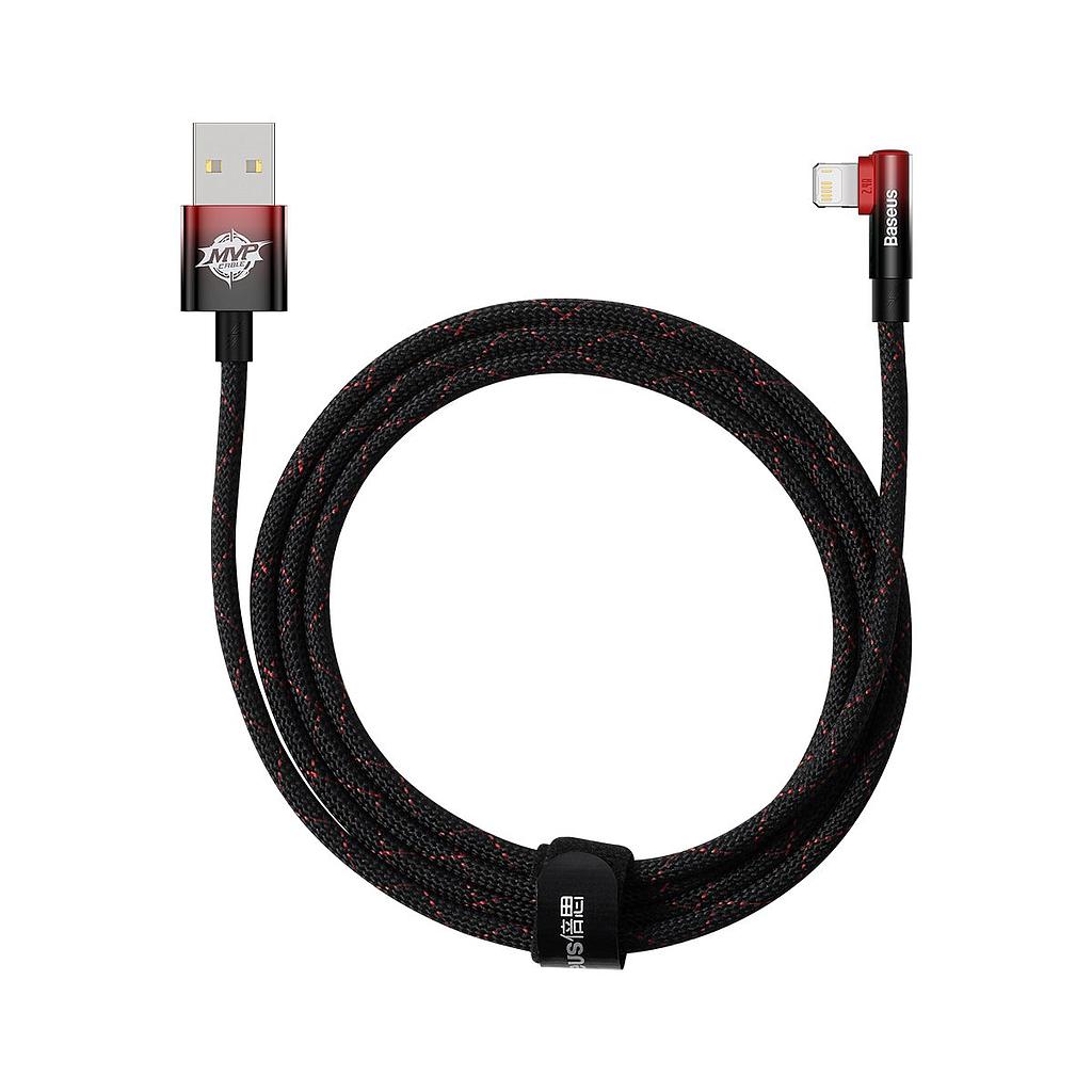 Baseus Data Cable Lightning 2.4A 2mt MVP 2 Elbow-shaped red black CAVP000120