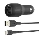 Belkin Caricabatterie per Auto 2 Porte (2 USB) 24W + Cavo USB To Type-C (1m) Black CCE001BT1MBK