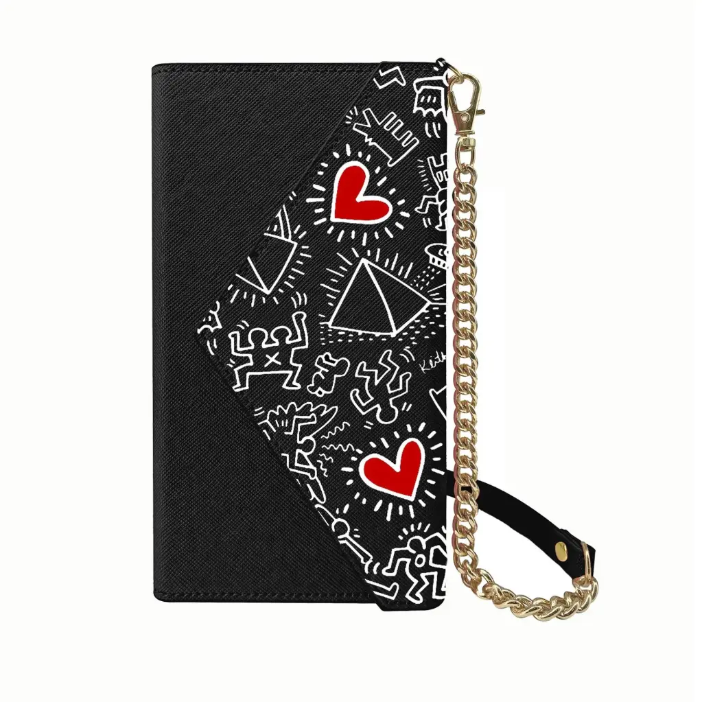 Celly KEITH HARING Pochette Universale Compatibile Con Gli Smartphone Fino a 6,7'' Black KHPHONEBAG
