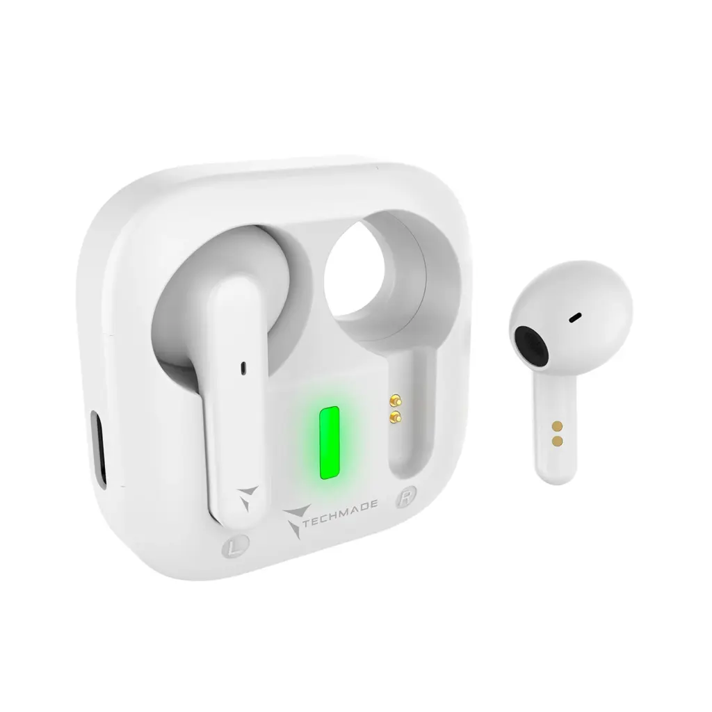 Techmade Auricolari Bluetooth Con Box Di Ricarica Super Slim White TM-T51-WH