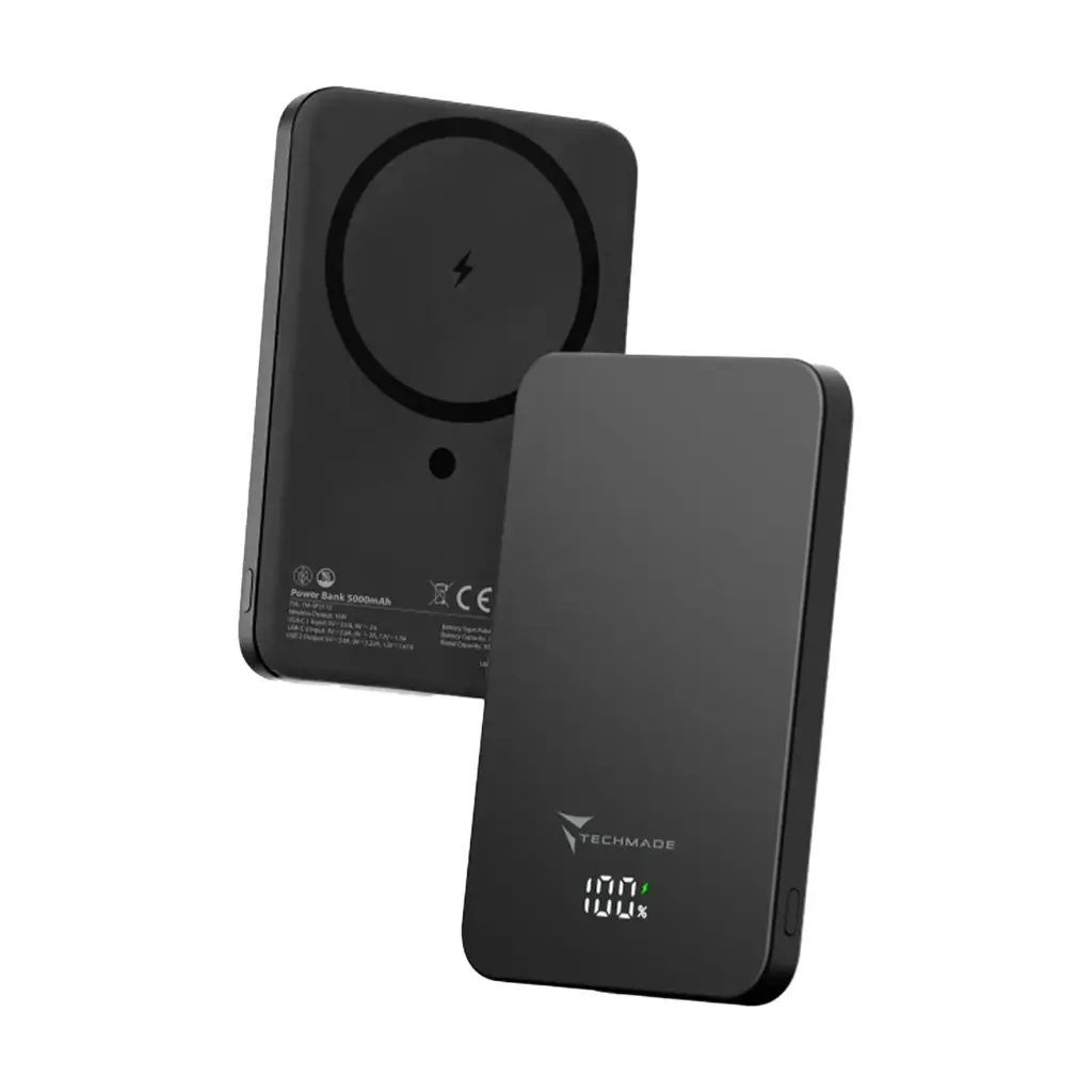 Techmade Power Bank 5000mAh Magsafe and USB-C Ultra Slim Black (TM-SP3112-BK)