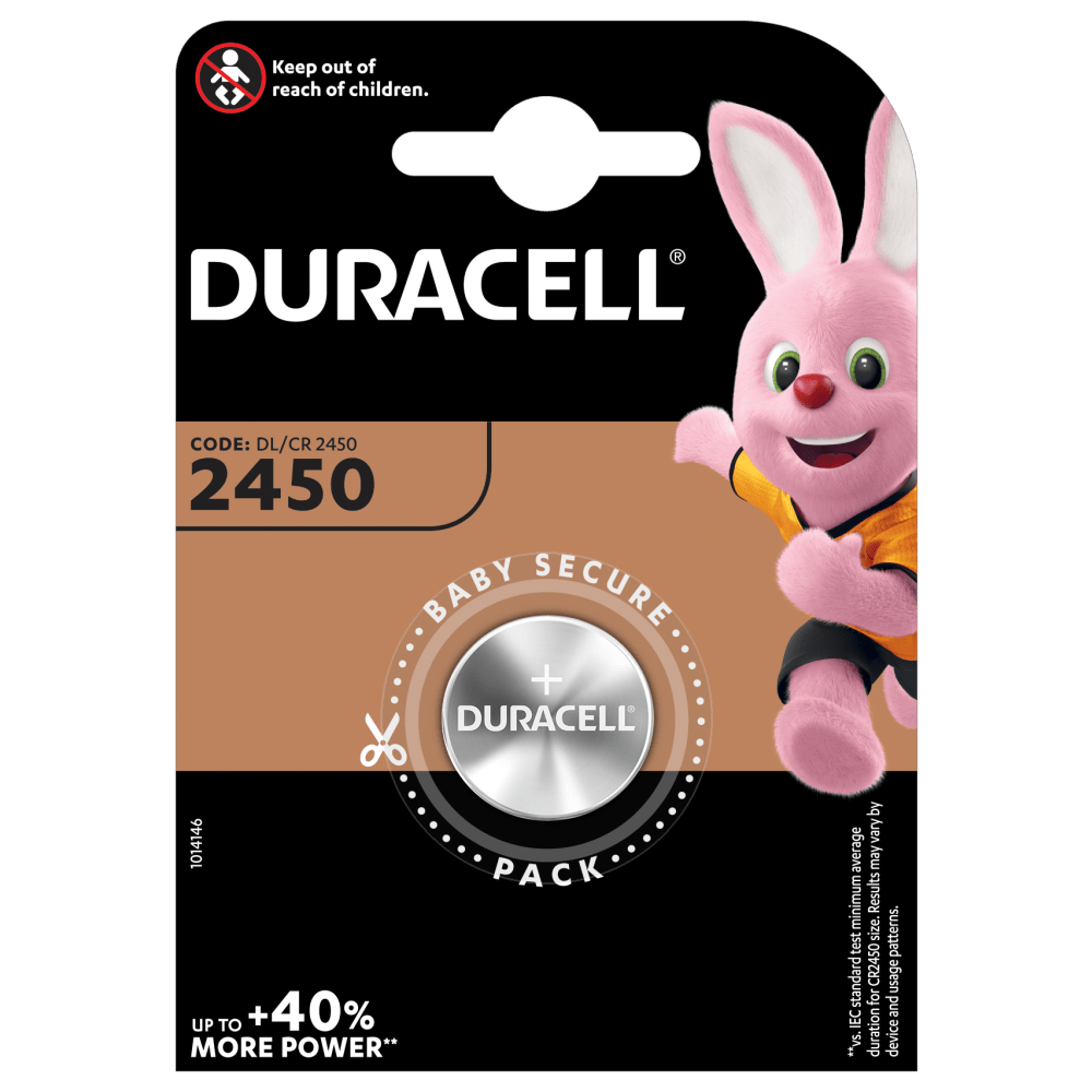 Duracell 3V 1pc CR2450 DL2450 lithium button battery