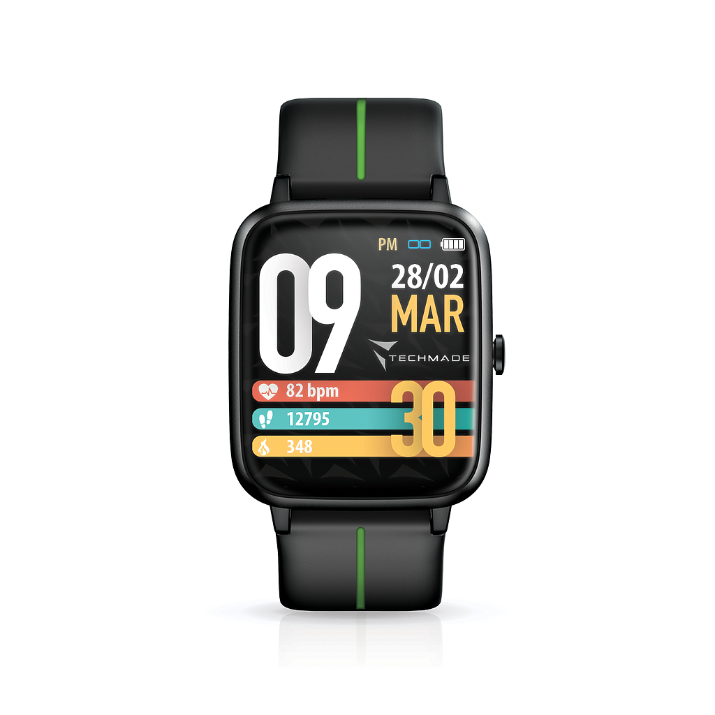 Techmade smartwatch Move GPS integrato black green TM-MOVE-BKG