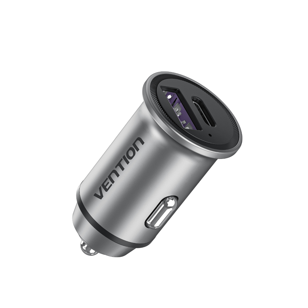 Vention Caricabatterie per Auto 30W 2 porte (USB) Mini alluminium gray FFFH0