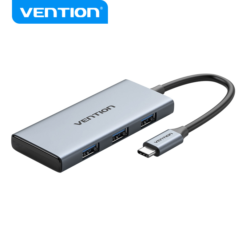 Vention Hub Type-C 5 in 1 with 1 HDMI, 3 USB 3.0, 1 Support TF/SD 0.15mt aluminum gray TOOHB